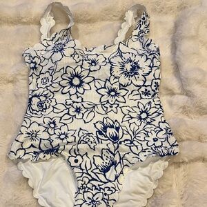 Aerie Blue and White Full Coverage One-Piece